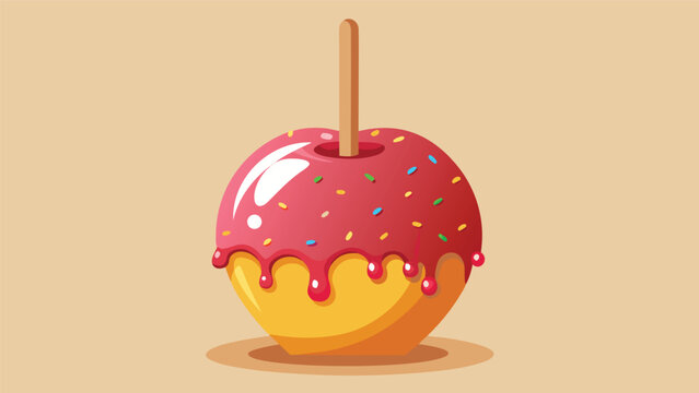 Gourmet candied apple with red glaze and colorful sprinkles illustration delicious confectionery isolated colorful stylized celebration minimalist