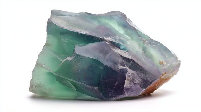 Raw fluorite translucent mineral with natural edges and soft glow, macro