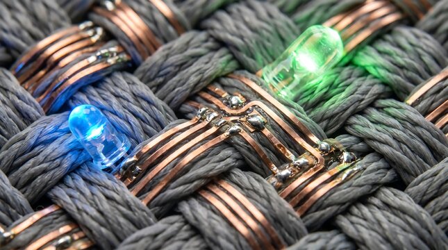 Close-Up of Smart Textile with Integrated LED Lights