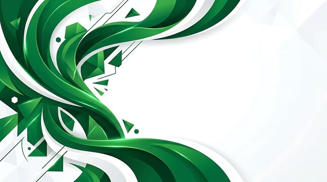 abstract green background with waves, Emerald Ribbon Wave Geometric Abstract Background Vector