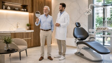 Fototapeta premium Senior Dental Patient Consulting Dentist