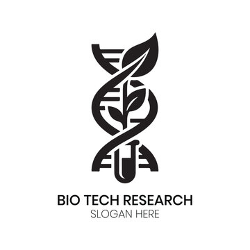 Bio tech research test tube DNA leaf science laboratory corporate logo