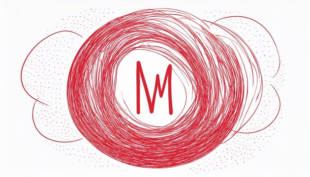 red circle outline marker sketch m white background