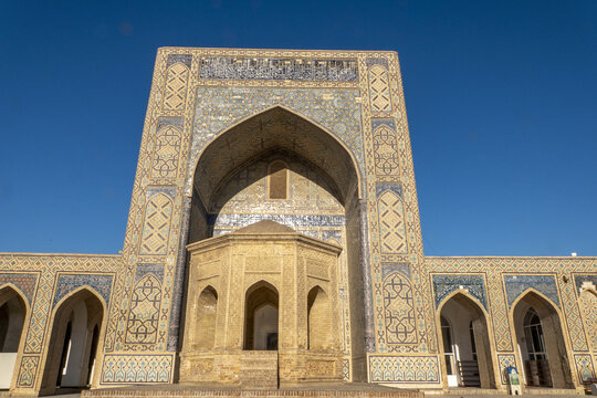 Visit to the historic Poi Kalon mosque in Bukhara highlights the intricate tile work and architectural beauty of Uzbekistan's heritage