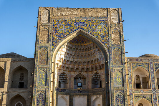 Koukeldach madrasah features beautiful tile work and historical architecture in Bukhara