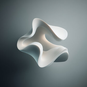 Abstract smooth wavy shape with soft light and shadow 3D rendered