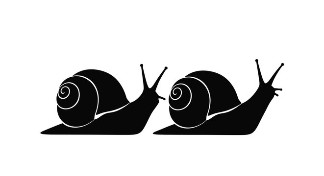 Snail Silhouette Vector Set, Black Garden Snails Outline Illustration for Nature and Wildlife Graphic Design