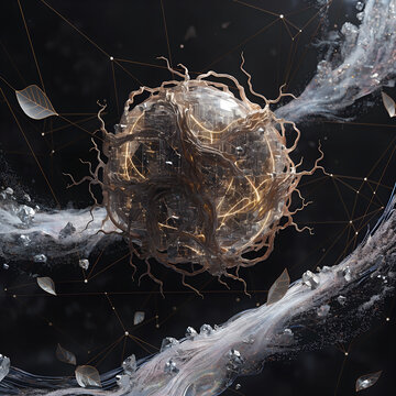 Abstract Neural Network Sphere with Organic Roots