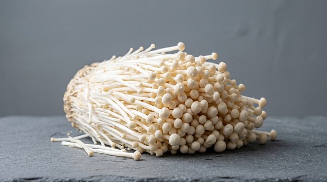 lots of white enoki mushrooms 