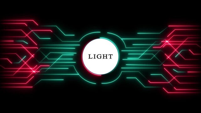 Futuristic light technology concept with glowing neon circuits. Digital innovation and high-tech energy flow in cyber design.