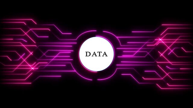 Digital data transfer in futuristic network. High-speed information flow through glowing cyber grid for tech innovation.