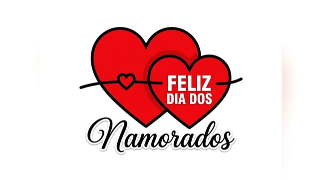 Heartfelt Valentine's Day Greeting, Feliz Dia Dos Namorados, Red Hearts with Text