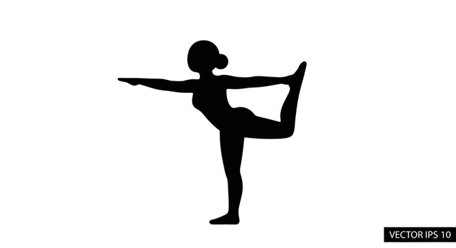 Woman in yoga dancing pose silhouette.