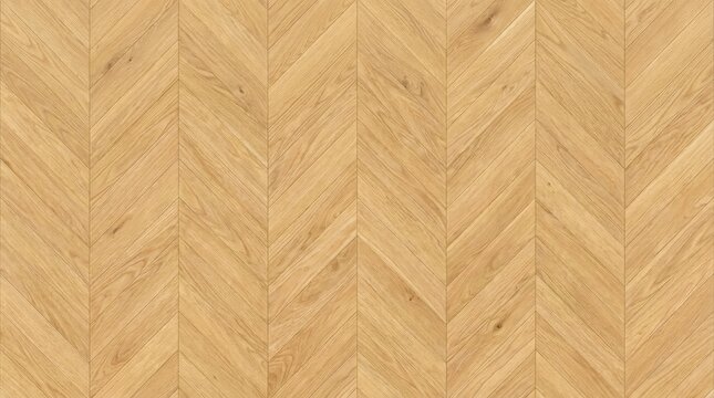 Close-up view of a seamless light oak parquet floor laid in a classic chevron pattern.