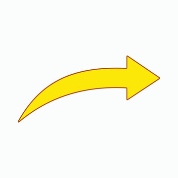 Share icon vector illustration, web, button, social media, curve, right, yellow, red outline, white background, user interface, graphic design element, website icon, ui, ux design, simple icon.