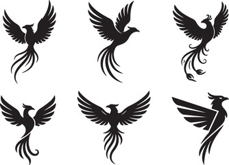 Fototapeta premium Phoenix simple design in silhouette on white background. 