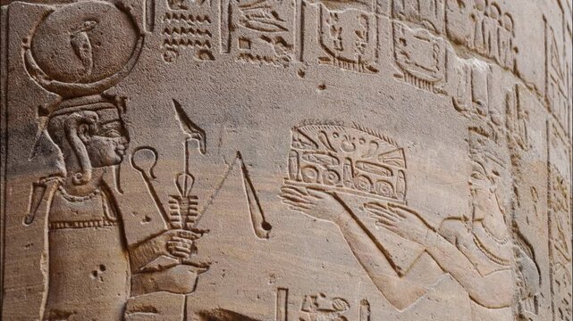 Ancient Egyptian Temple Columns Detail footage