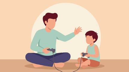 Father and Son Playing Video Games Together, Family Bonding Time © Aesthetica