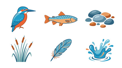 Obraz premium Collection of aquatic and natural elements.