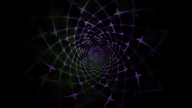 Motion design of a swirling mesh pattern in dark colors