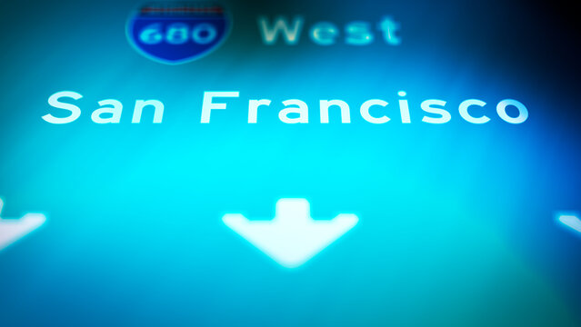 Crime Filler Shot - Cinematic Oregon State Highway Sign - San Fransisco