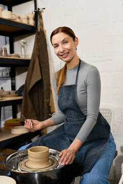 Creating beautiful pottery in a cozy ceramic workshop