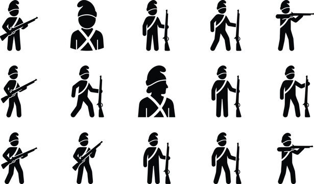 Black silhouettes of soldiers with guns.