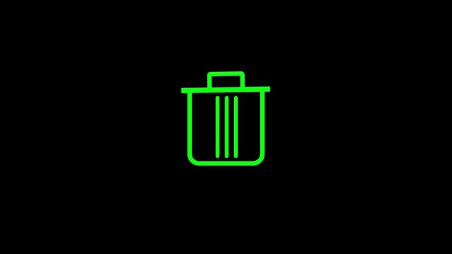  Trash can delete icon on black and white background 4k animation.