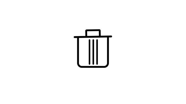  Trash can delete icon on black and white background 4k animation.