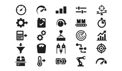 Fototapeta premium Industrial logistics and technical process icons with industrial, logistics