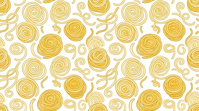 Seamless pattern with hand drawn pasta noodles on white background