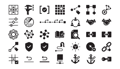 Fototapeta premium Set of engineering and network connection icons with engineering, connection