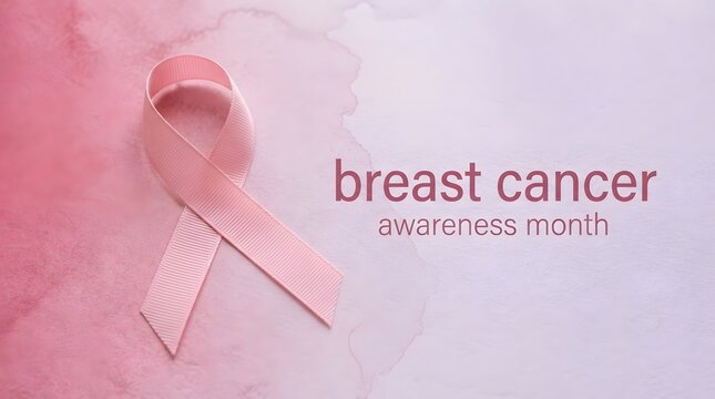 Breast cancer awareness month pink ribbon symbol for support and research