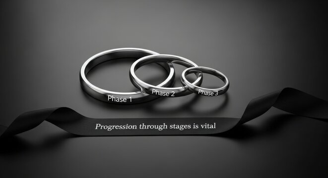 Three Interlocking Rings Representing Stages of Progression