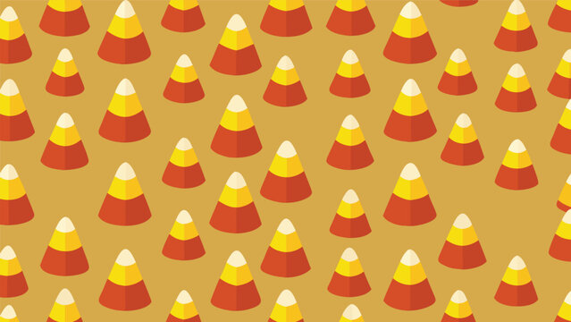 Seamless pattern of candy corn treats on gold background with seamless background halloween illustration wallpaper celebration confectionery triangular creative decoration seasonal colorful