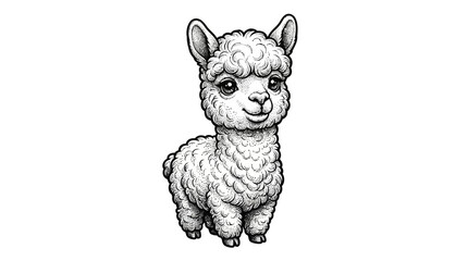 Cute white alpaca standing alone. © namir