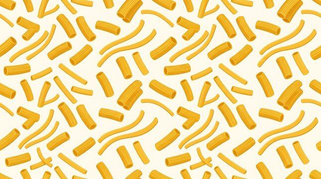 Seamless pattern of various yellow italian pasta types