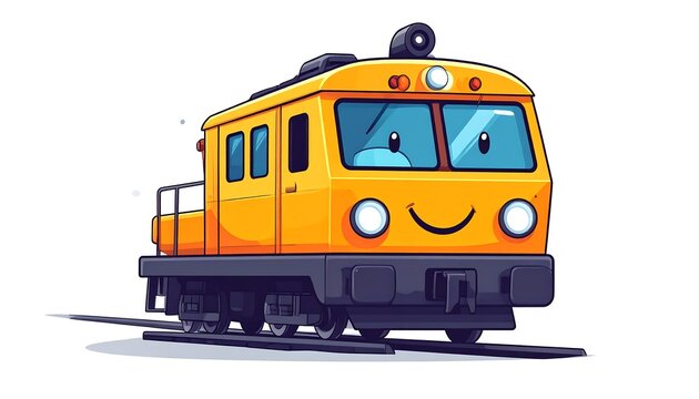 Bright yellow school bus with smiling face design.