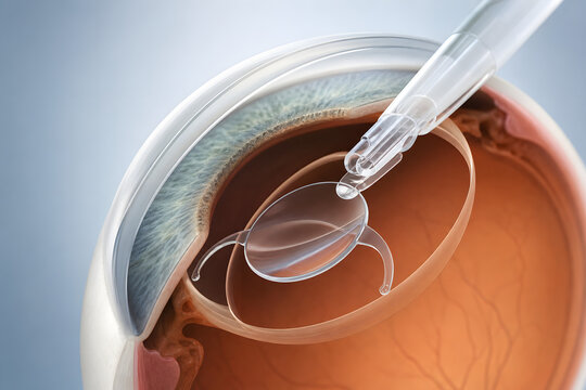 Intraocular Lens Implant Unfolding Inside Human Eye