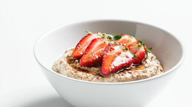 healthy sprouted buckwheat groats porridge in a bowl