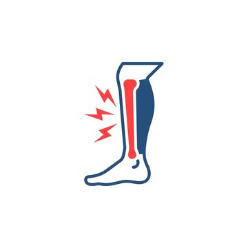 Medical icon representing shin splints or tibia pain in the lower leg, symbolizing running injuries, bone inflammation, and orthopedic strain.
