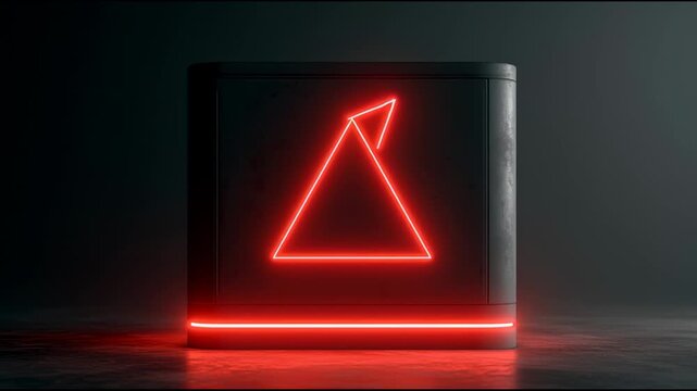 A dark screen displays a red photography error message symbol. The red triangle shape changes angles and positions across frames.