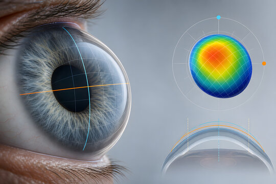 Astigmatism corneal topography eye anatomy medical illustration