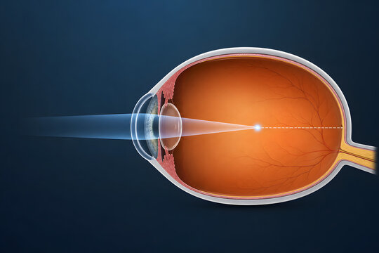 Axial Myopia Eye Anatomy Scientific Illustration