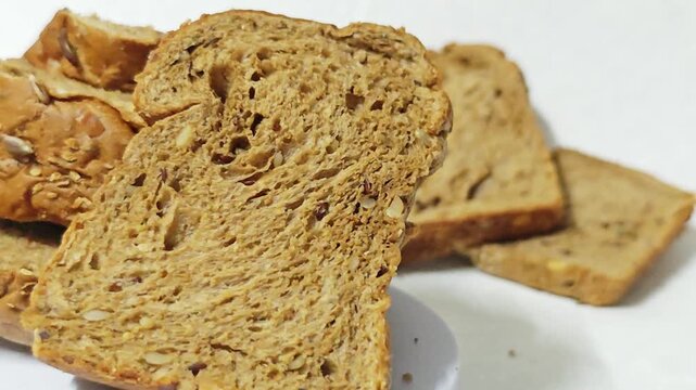 Healthy multigrain bread slices.