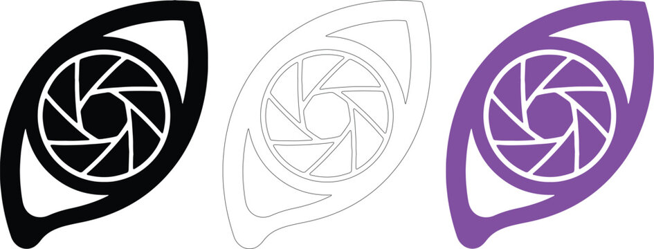 Minimalist Eye Camera Shutter Logo Design Vector