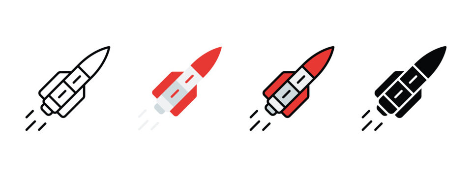 Guided Missile Icon for Defense Systems and Strategic Military Technology