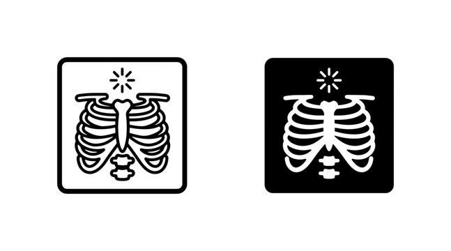 Rib Cage X-Ray Icons, Medical Thorax Radiography Symbols, Human Anatomy Illustration, Healthcare Diagnostic Graphics