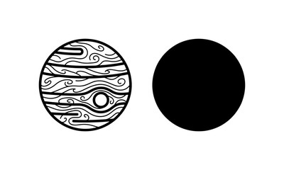 Stylized Jupiter Icon, Celestial Body Vector Art, Cosmic Planet Symbol, Space Exploration Graphic © Afrin