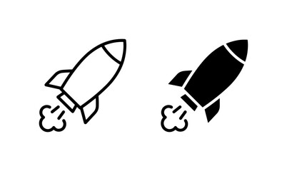 Rocket Ship Icons, Spacecraft Launch Symbols, Vector Illustration for Exploration and Innovation © Afrin